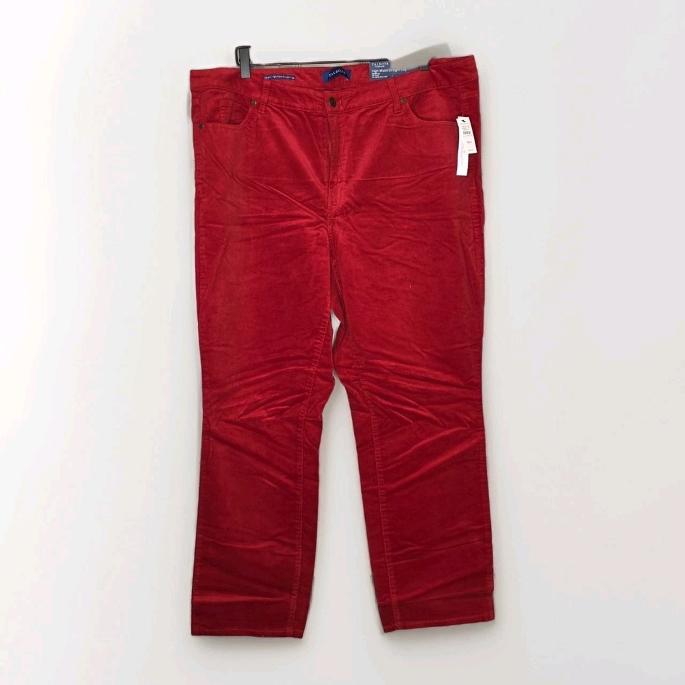NWT TALBOTS Stretch Straight Leg Christmas Red Corduroy‎ Pant Sz 18 Plus Petite